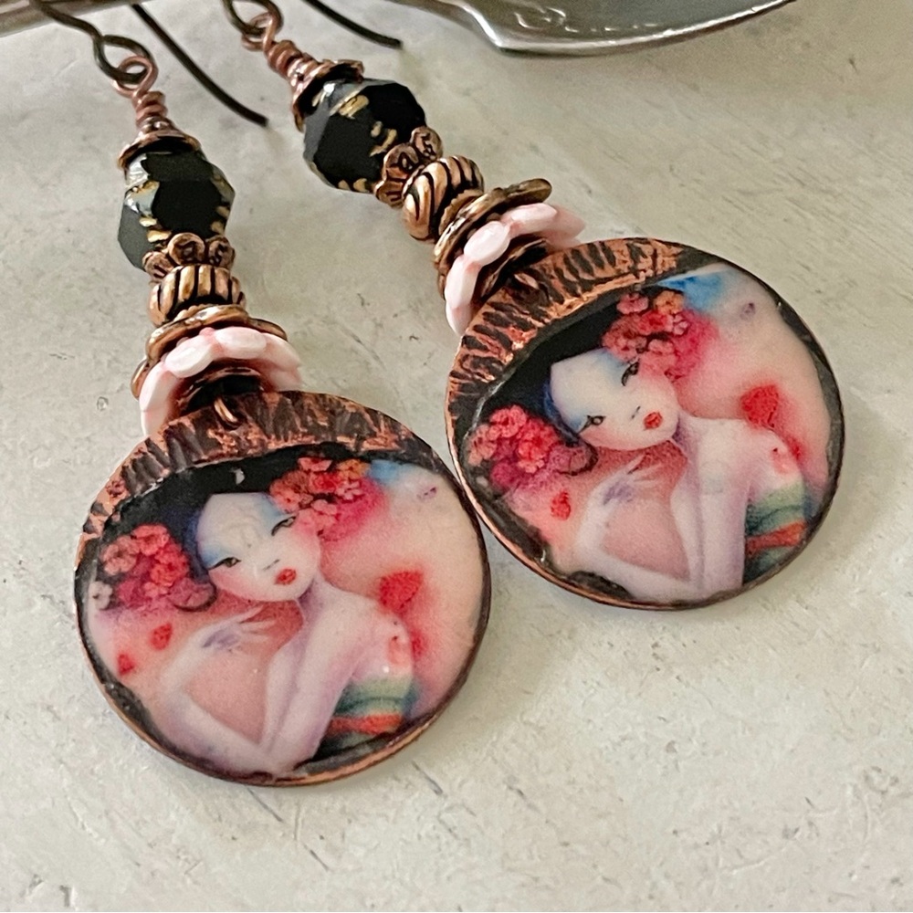 ARTISAN Earrings “Sakura Dreamscape” - Dangles - Picture 7 of 10